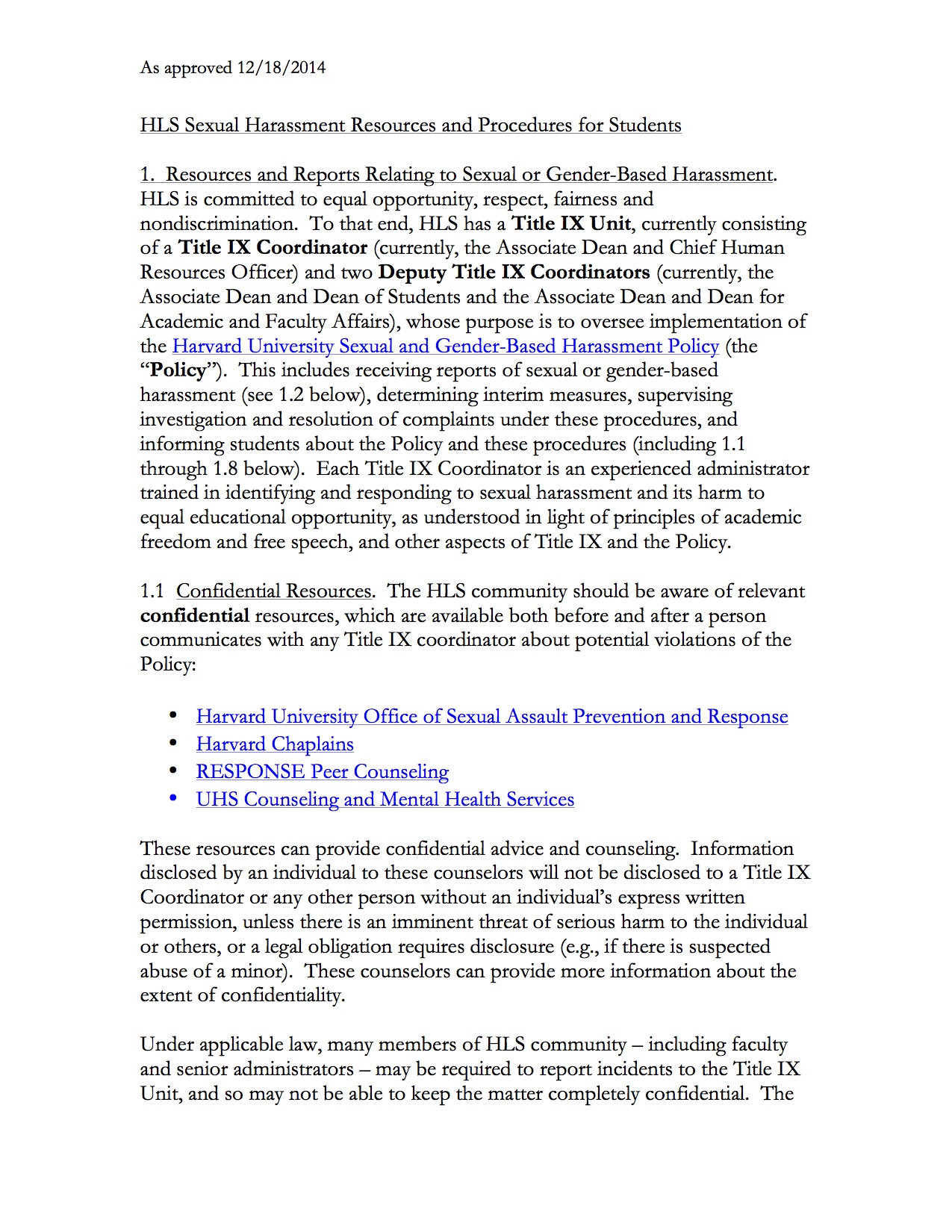 Cover image for HLS Sexual Harassment Resources and Procedures for Students