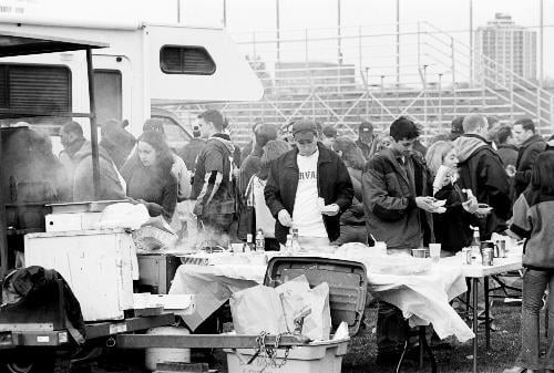Tailgaters from both schools enjoy hot food and high spirits before and after Saturday’s Harvard-Penn game.