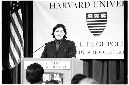 Mass. Acting Governor JANE M. SWIFT spoke on life after Sept. 11 at the ARCO Forum.