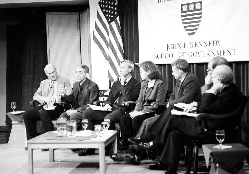 A panel of experts analyze the chaotic political situation in Columbia at the Kennedy School of Government's ARCO Forum last night. They said terrorism and instability have weakened the country's government.