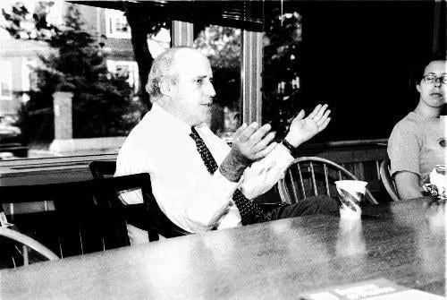 New director of the IOP and former Secretary of Agriculture, DANIEL R. GLICKMAN, makes an in informal presentation to summer students at the IOP on Tuesday.
