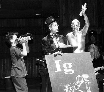 Editor of the Annals of Improbable Research MARC ABRAHAMS  emcees last night’s Ig Nobel Prize ceremony in Sanders Theater.