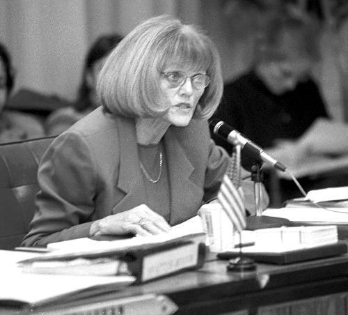 Superintendent of Schools BOBBIE J. D’ALESSANDRO urges the school committee to ratify her consolidation plan last night. The committee rejected her proposal unanimously and decided to start again from scratch.
