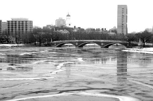 Students ignored warnings and dangerous ice  as they ventured accross the frozen Charles River. If caught, offendors could face fines of up to $200. 