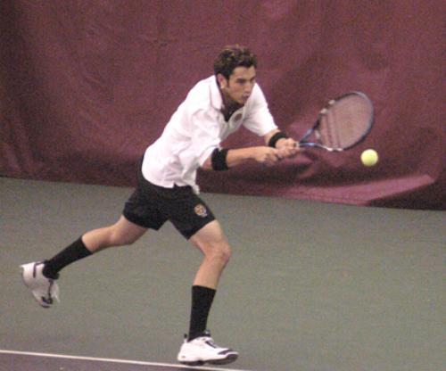 Junior GEORGE TURNER (left), junior co-captain DAVID LINGMAN (top right) and co-captain OLI CHOO combined for four singles and four doubles wins as No. 41 Harvard beat Columbia 6-1 and Cornell 5-2 at the Murr Center this weekend.