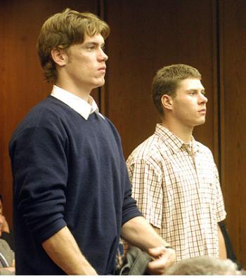 Northeastern University students BROGAN GRAHAM and MICHAEL TRIPICIAN appear in court yesterday in connection with charges of assault against a member of the Harvard men’s crew team.
