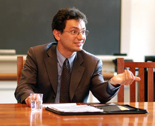 Former Senior Advisor to the French Minister of Labor NICOLAS VERON speaks at the Center for European Studies yesterday about the effectiveness of shortening the standard work week to 35 hours.