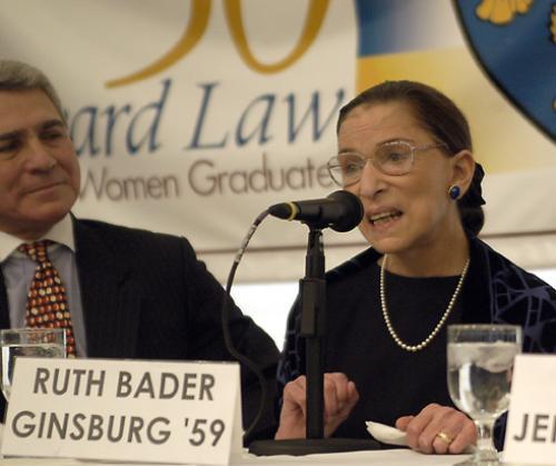 Harvard Law School graduate and Supreme Court Justice RUTH BADER GINSBURG speaks at a celebration Saturday.