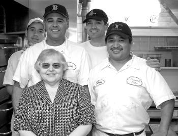 The Queen of ’Noch's with her loyal cadre of chefs.