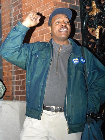 ROOSEVELT FELIX, right, also participated in the protest.