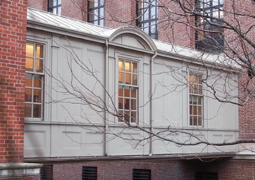 The second-story bridge between Widener and Houghton libraries, which dates from 1941, will be torn down next year.