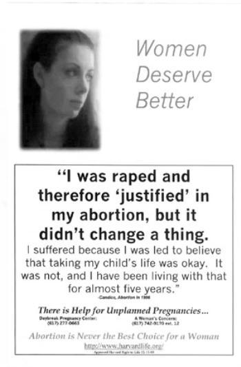 The "Candice" poster displayed on campus by Harvard Right to Life.