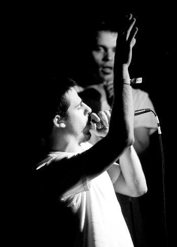 The cutting-edge Eyedea sets a new standard for hip-hop as he plunges the sonic depths with fellow MC Slug onstage at the Roxy.