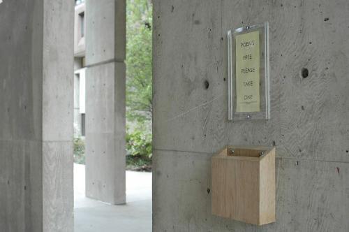 Mather House has a box near its entrance where poems are freely distributed to the community.
