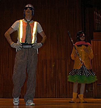 Summerbridge Cambridge mascots, “Spirit Boy” and “Spirit Girl,” appeared at Summerbridge Celebration at the MIT last night.