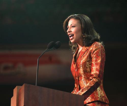Erika Harold, the 2003 Miss America and first-year student at Harvard Law School, defended President Bush’s faith-based initiatives at the Republican National Convention in New York earlier this month.