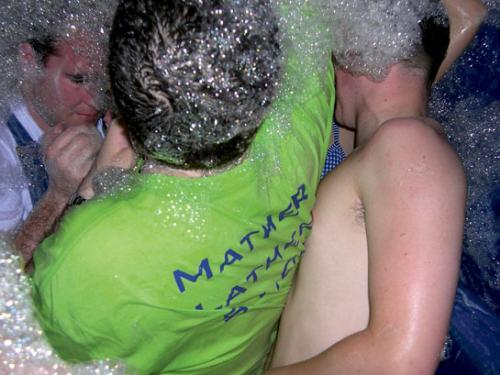 Bubbly students party at the second annual Mather Lather, hosted by Mather’s HoCo.

