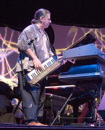 Chick Corea weilds his signature KX5 synth in concert last Sunday evening.