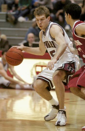 Senior point guard Dave Giovacchini had 10 of Harvard’s 18 overtime points, helping the Crimson to an 85-82 win over Colgate.