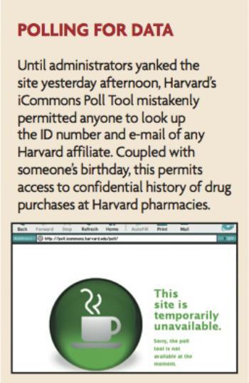 (STEP 3/3) Starting with nothing more than a consenting undergraduate's first name, The Crimson generated, in 10 minutes, a list of all prescription drugs he had ever purchased at University Health Services Pharmacy.