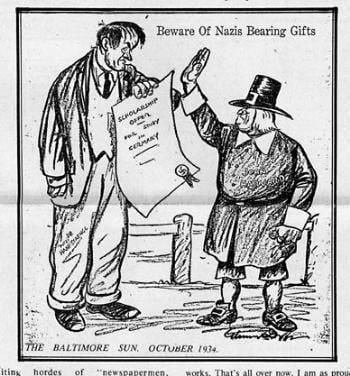 Conant rejected Hanfstaengl's scholarship offer, a decision that sent tremors from Boston to Baltimore, as shown here in this Sun cartoon.
