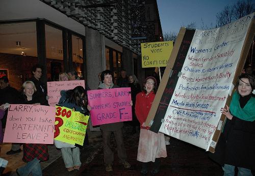 Members of the Coalition for an Anti-Sexist Harvard protested University President Lawrence H. Summers’ leadership outside of the Loeb Drama Center yesterday.
