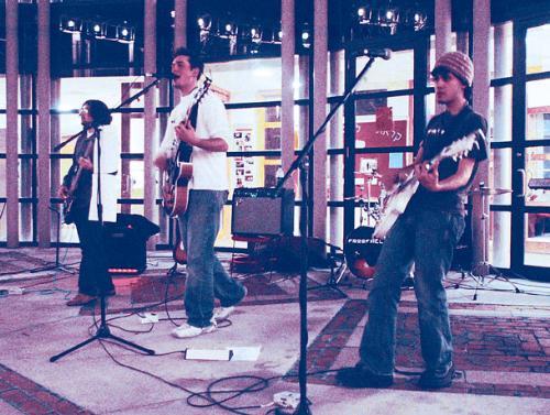 Members of the band Freefall, played at a fundraiser for cancer research last night at Harvard Hillel in front of a crowd of students.