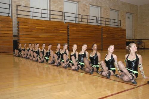 The dance team in opening position at their showcase in the MAC the night before they leave for Daytona.