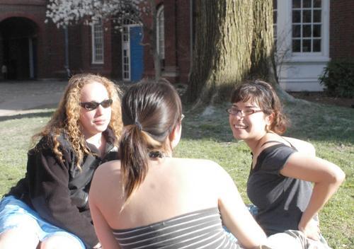 Aviva J. Gilbert ‘07, left, who is also a Crimson editor, Melinda S. Rodriguez ‘07, center, and Luisa M. Rivera ‘07, right, enjoy a sunny afternoon in the Lowell House courtyard yesterday. Temperatures climbed to the high 60s in Cambridge yesterday.