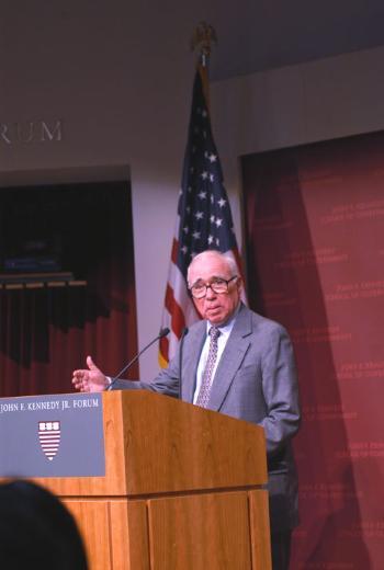 Felix Rohatyn, former U.S. Ambassador to France, discusses “Freedom, Fairness, and American Capitalism” yesterday evening at the IOP.