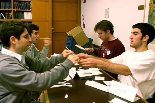 Michael S. Hoffman ’06, who is also a Crimson editor, gives cheek cell samples to Gift of Life Volunteer Jaime S. Guarnaccia ’08 during the Bone Marrow Registry at Hillel.