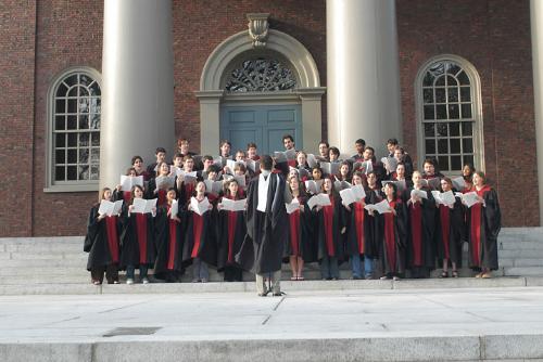 The Memorial Church Choir sings choir music to celebrate National Prayer Day yesterday afternoon. Onlookers in Harvard Yard stopped to watch the music.
