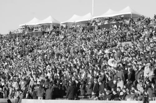 <font size=2>
<p>The Harvard Band takes in the 122nd edition of The Game along with the 53,213 in attendance at the Yale Bowl.</p></font>