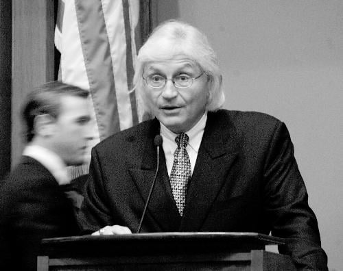 Michael Jackson’s defense attorney Thomas Mesereau, Jr. ’73 speaks in a panel on race and the Jackson trial at the Harvard Law School yesterday.