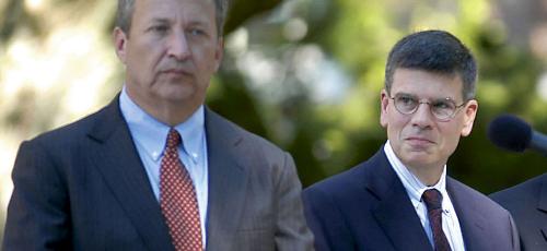 University President Lawrence H. Summers and Dean of the Faculty William C. Kirby, pictured here in September 2004, have long had a strained relationship, culminating in Kirby’s resignation on Friday. The dean said he would step down from his post and ret