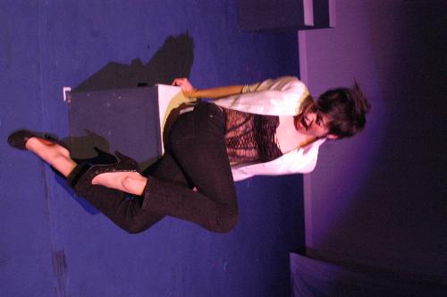 Julia C. W. Chan ’05 demonstrates her ability to moan in “The Woman Who Loved To Make Vaginas Happy,” the highlight of the second act.  