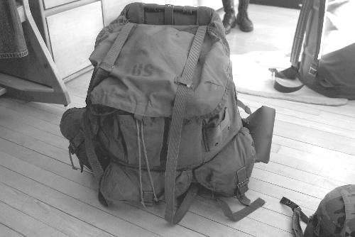 Williams' backpack contains combat essentials.