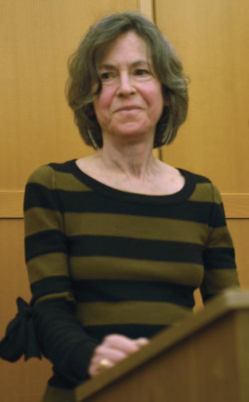 Former poet laureate Louise Gluck reads her poetry and hosts a discussion at Harvard Hillel yesterday evening.