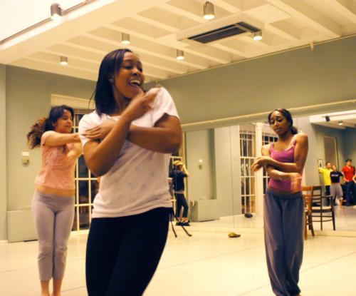 <font size=2><em> </em>
<p>Members of the Expressions Dance Company step up their prepara<font size=2>tions for "Bassline," their April 14th performance at Lowell Lecture Hall. </p></font></font>