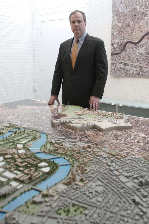 Christopher M. Gordon, Harvard's top Allston officials, stands behind plans for the campus.<br>
