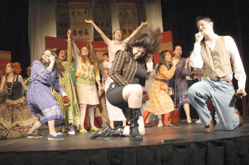 The large cast of “On the Heir” rocks out on the stage of the Agassiz Theatre. Entirely written, directed, produced, casted, and run by the class of 2009, “On the Heir” marks the tenth anniversary of the Freshman Musical.