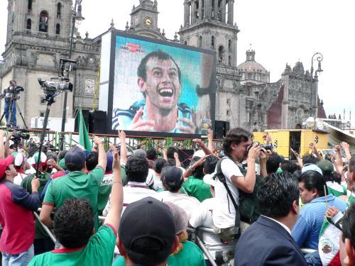 Mexican fans watch a soccer match in Mexico City as their national team takes on Argentina.