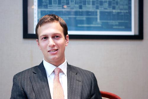Jared Kushner, 25, new owner of the New York Observer, talks to a reporter in New York on Sunday. Kushner said he will work to increase advertising revenue, circulation and Web site traffic, but will leave editorial decisions up to the editors.