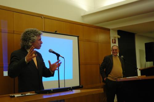 Psychology professor Steven Pinker extolled the virtues of the traditional latke last night during a debate with HLS Professor Alan M. Dershowitz.