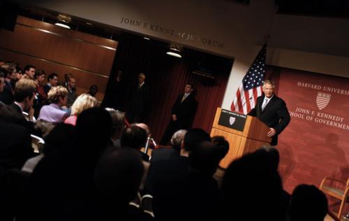 Dominique de Villepin, Prime Minister of France, delivers a public address titled “The United States and France: How Can We Face the Changing World Order?” at the Institute of Politics Friday afternoon.
