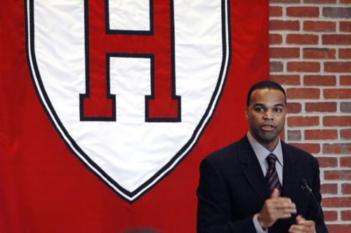 Duke graduate Tommy Amaker, accompanied by his wife, Stephanie Pinder-Amaker, was introduced as Harvard’s new head coach at a press conference on Friday. Amaker has a 177-138 career record in two previous coaching stops, first at Seton Hall and most recen