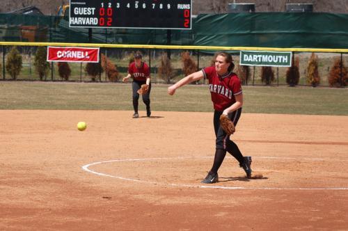 Freshman pitcher Dana Roberts was stellar yesterday, facing the minimum 21 batters in a one-hit performance in the first game of the doubleheader before coming for two innings to close out the nightcap. The rookie had a perfect game through the first five