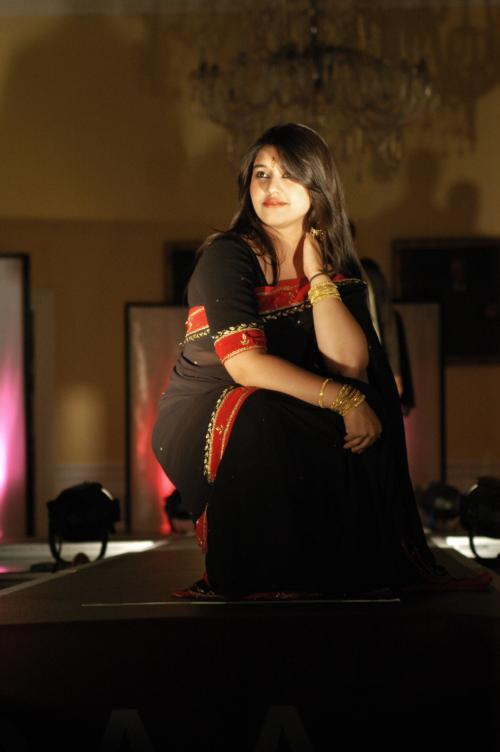 Amrapali Maitra ’10 performs at the South Asian Association’s fashion show “Andaaz” in the Lowell House dining hall Saturday evening.