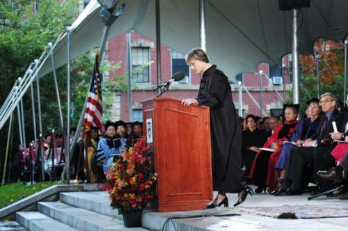 Faust's robe is supposed to make her look pure...or Puritan.