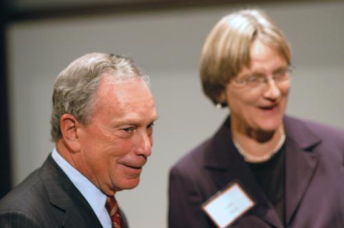 New York City Mayor Michael R. Bloomberg, pictured with University President Drew G. Faust, received the Julius B. Richmond Award from the Harvard School of Public Health yesterday for promoting health in the city and beyond.